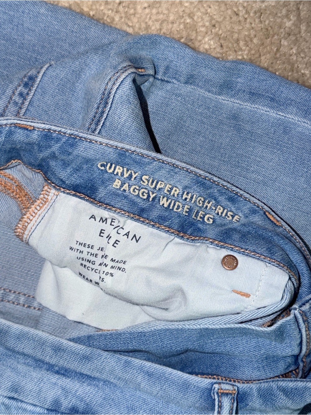 American Eagle Curvy Super High Rise Baggy Wide leg Jeans 14 - Picture 5 of 9
